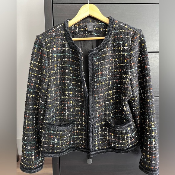 ✅ SALE 🖤 Tahari Women’s Collarless Tweed Metallic Blazer Jacket - Picture 10 of 10
